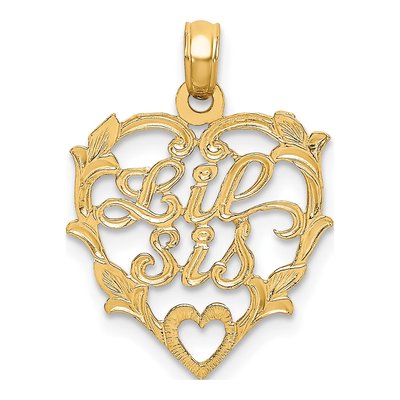 14K Yellow Gold LIL SIS Heart Pendant