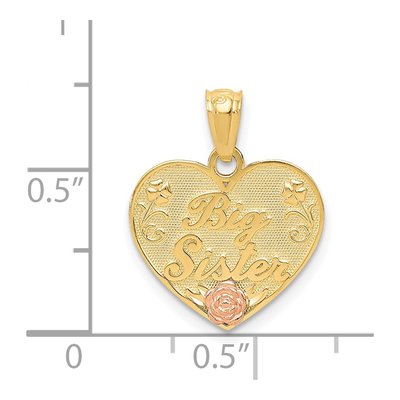 14K Two-Tone Gold Big Sister Heart Pendant – view 4