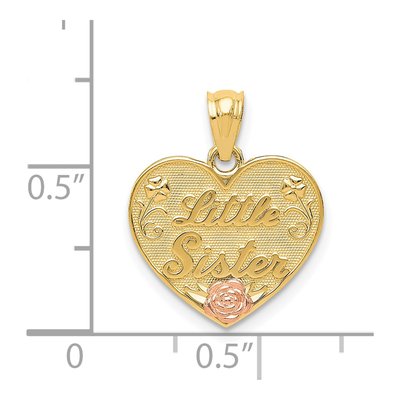 14K Two-Tone Gold Little Sister Heart Pendant – view 4