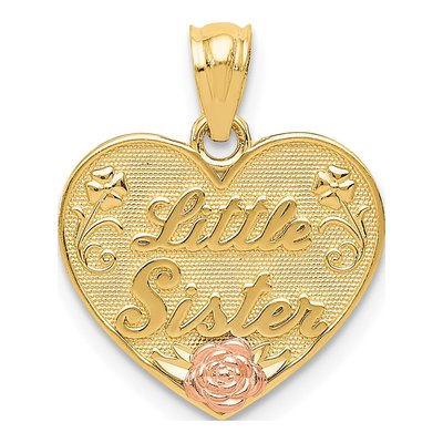 14K Two-Tone Gold Little Sister Heart Pendant