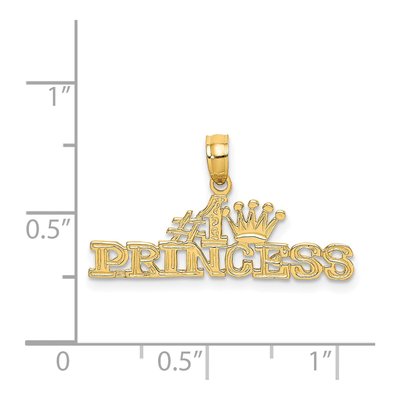 14K Yellow Gold Princess Crown Number 1 Pendant – view 5