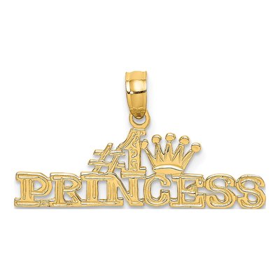 14K Yellow Gold Princess Crown Number 1 Pendant