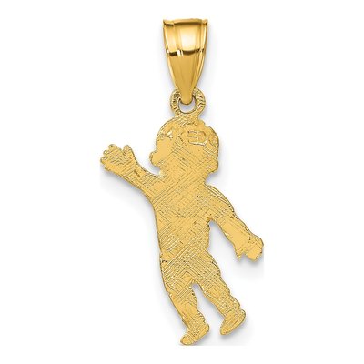 14K Yellow Gold Boy Waving Heart Pendant – view 5