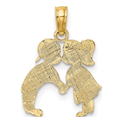 14K Yellow Gold Kissing Boy Girl Charm – view 4