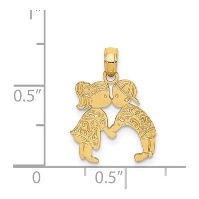14K Yellow Gold Kissing Boy Girl Charm – view 5