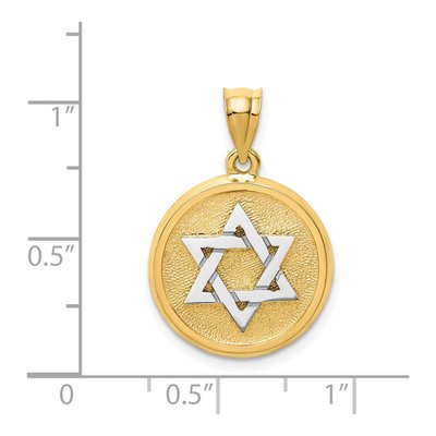14K Two-Tone Gold Star of David Disc Charm – view 3