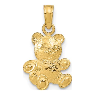 14K Yellow Gold Teddy Bear Pendant