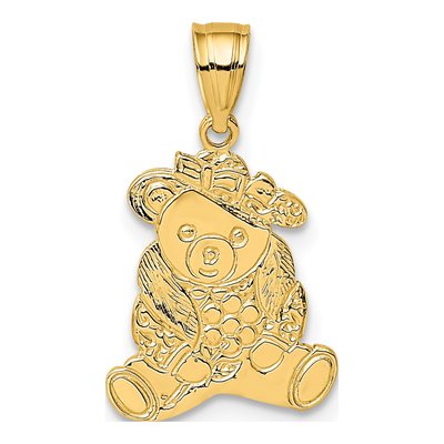 14K Yellow Gold Teddy Bear Pendant
