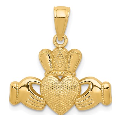14K Yellow Gold Claddagh Pendant