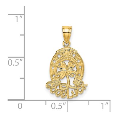 14K Yellow Gold Horseshoe Clover Charm – view 5