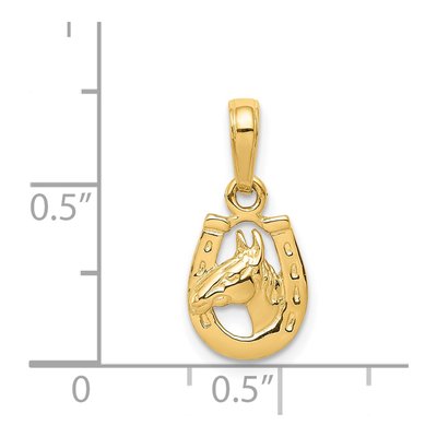 14K Yellow Gold Horseshoe Horse Head Pendant – view 4