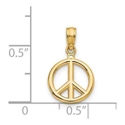 14K Yellow Gold Peace Symbol Pendant – view 4