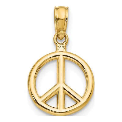 14K Yellow Gold Peace Symbol Pendant
