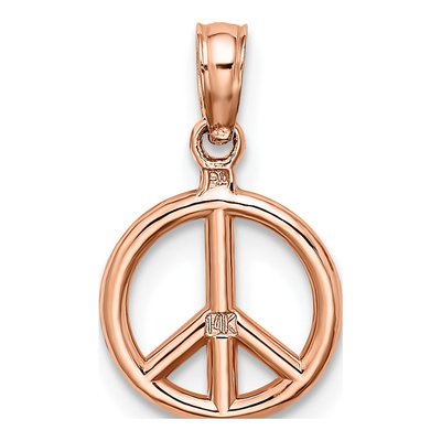 14K Rose Gold 3D Peace Symbol Pendant – view 3