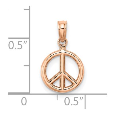 14K Rose Gold 3D Peace Symbol Pendant – view 5