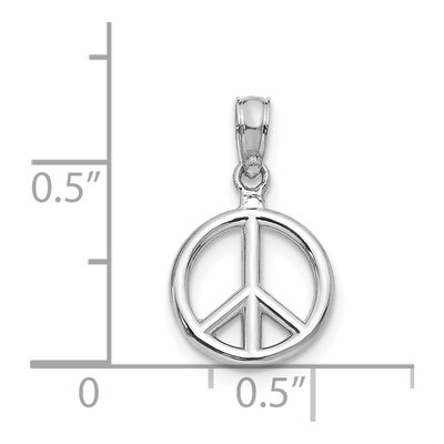 14K White Gold 3D Peace Symbol Pendant – view 4