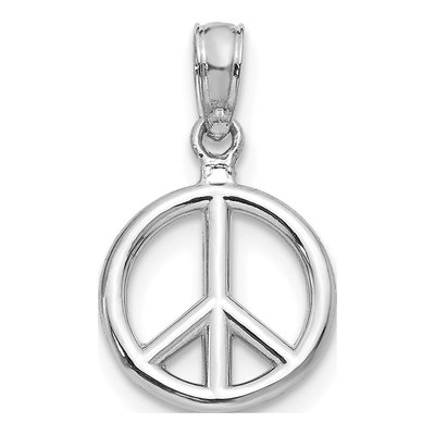 14K White Gold 3D Peace Symbol Pendant