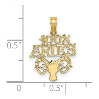 14K Yellow Gold Aries Zodiac Pendant – view 4