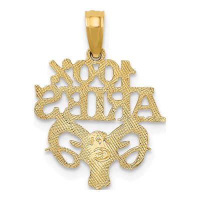 14K Yellow Gold Aries Zodiac Pendant – view 5