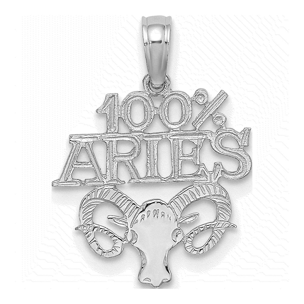 14K White Gold Aries Zodiac Pendant