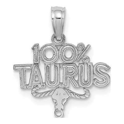 14K White Gold Taurus Zodiac Pendant