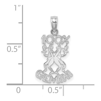 14K White Gold Gemini Zodiac Pendant – view 3