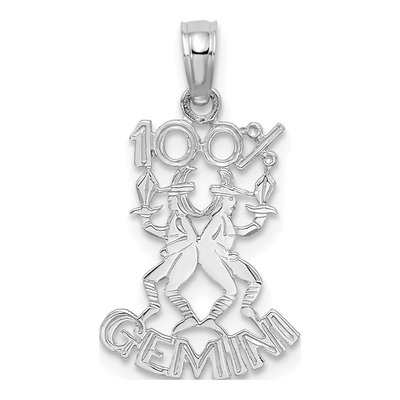 14K White Gold Gemini Zodiac Pendant