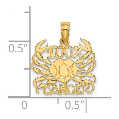 14K Yellow Gold Cancer Zodiac Pendant – view 4