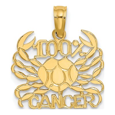 14K Yellow Gold Cancer Zodiac Pendant