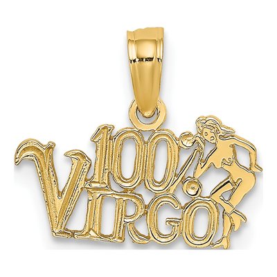 14K Yellow Gold Virgo Zodiac Pendant