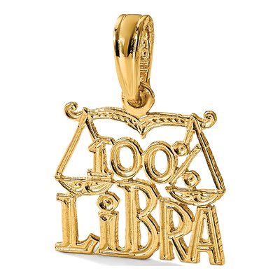 14K Yellow Gold Libra Zodiac Pendant – view 6