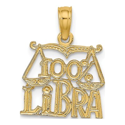 14K Yellow Gold Libra Zodiac Pendant