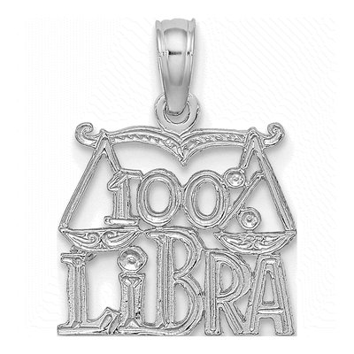 14K White Gold Libra Zodiac Pendant