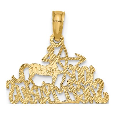 14K Yellow Gold Sagittarius Zodiac Pendant – view 5