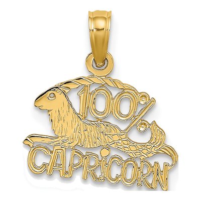 14K Yellow Gold Capricorn Zodiac Pendant
