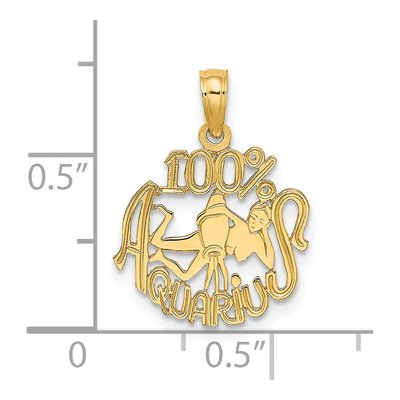 14K Yellow Gold Aquarius Zodiac Pendant – view 4