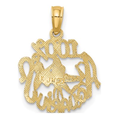 14K Yellow Gold Aquarius Zodiac Pendant – view 5