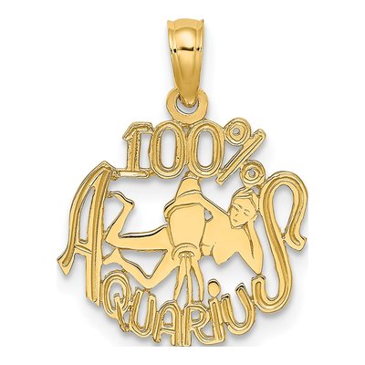 14K Yellow Gold Aquarius Zodiac Pendant