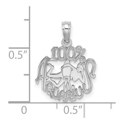 14K White Gold Aquarius Zodiac Pendant – view 3