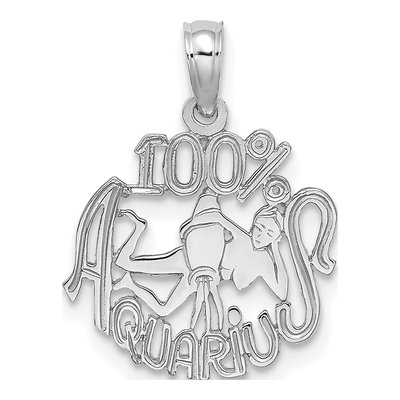 14K White Gold Aquarius Zodiac Pendant