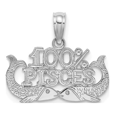 14K White Gold Pisces Zodiac Pendant