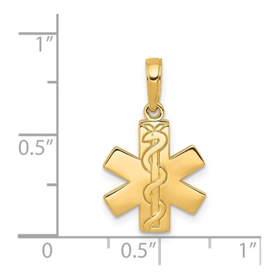 14K Yellow Gold Paramedic EMT Symbol Pendant – view 4