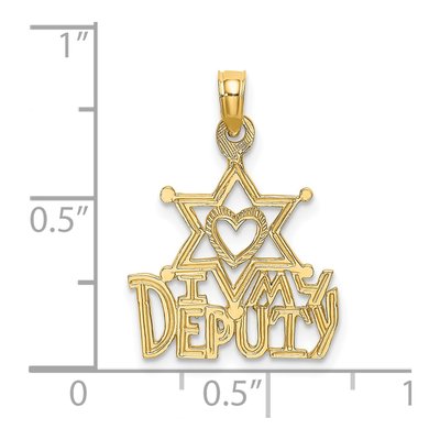14K Yellow Gold I Heart My Deputy Charm – view 4