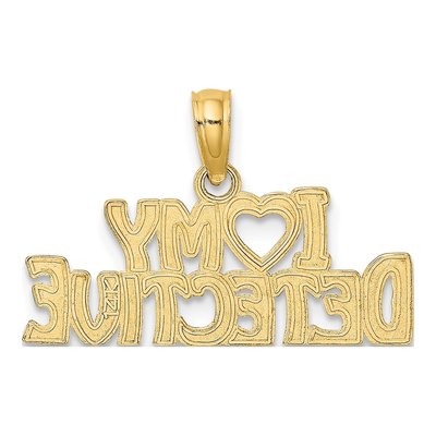 14K Yellow Gold I Heart My Detective Charm – view 5