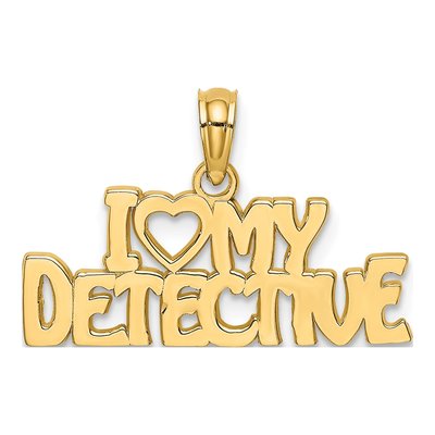 14K Yellow Gold I Heart My Detective Charm