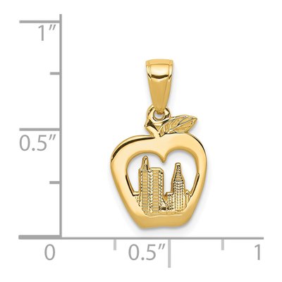 14K Yellow Gold NY Skyline Apple Pendant – view 4