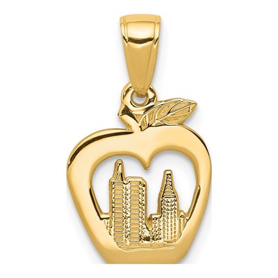 14K Yellow Gold NY Skyline Apple Pendant