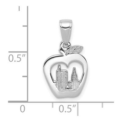 14K White Gold NY Skyline Apple Pendant – view 4