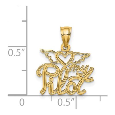 14K Yellow Gold Heart My Pilot Pendant – view 4
