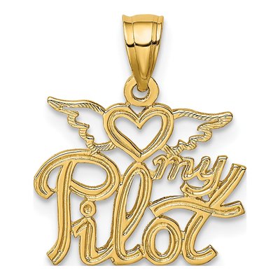 14K Yellow Gold Heart My Pilot Pendant